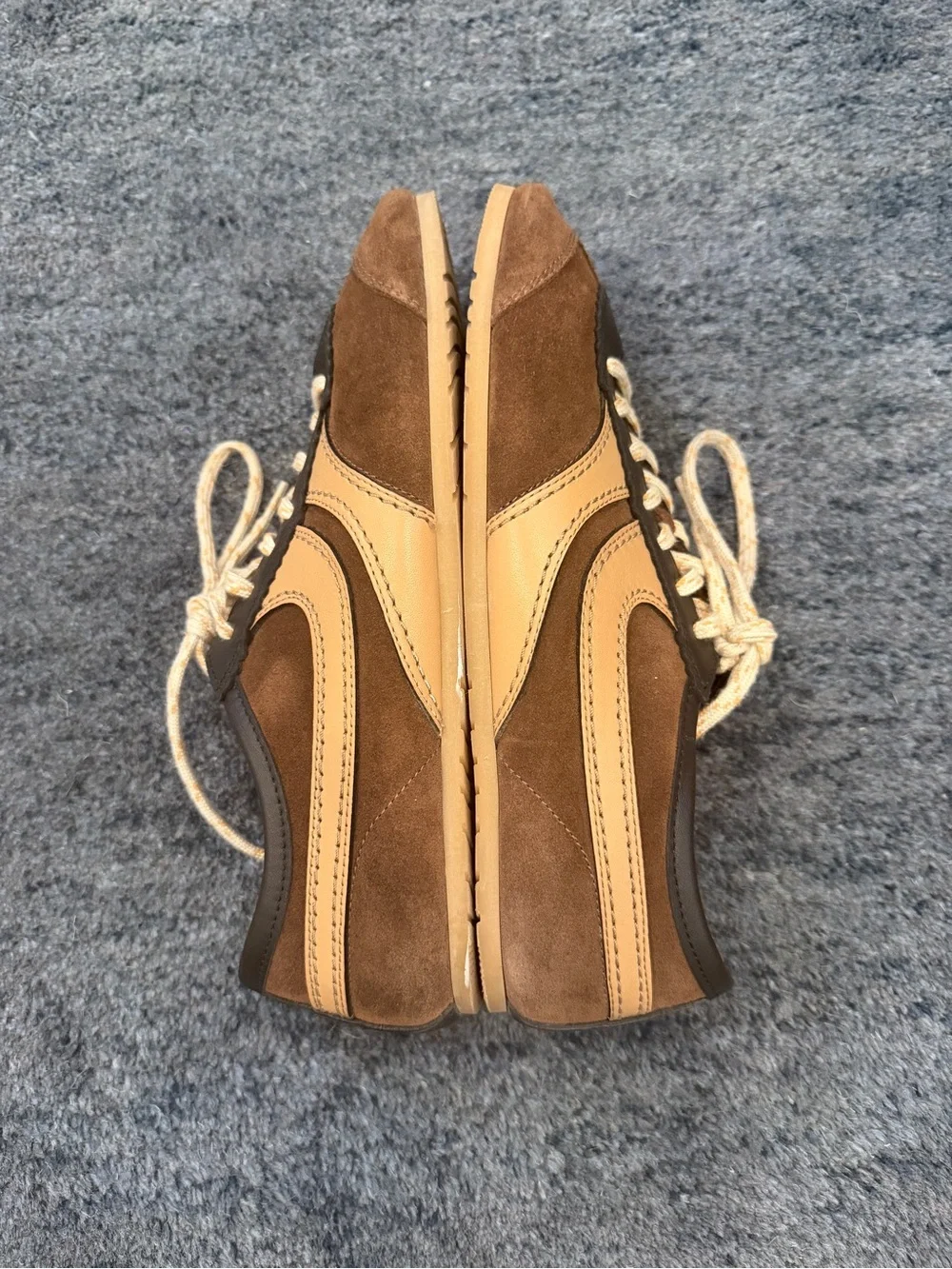 Dries Van Noten Brown Suede Sneakers with Tan and Black Accents